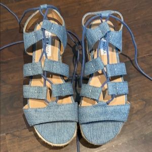 Steve madden denim lace up platform sandals